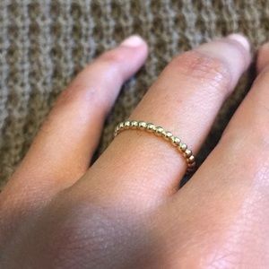 14 K Solid Gold 2 mm beaded stack ring size 6 1/4